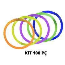 Pulseiras tubo neon Kit com 100 peças - PartiuFesta