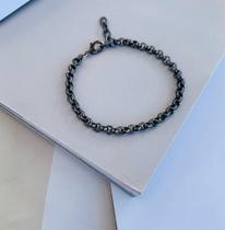 Pulseiras Unissex Semi Joia mini elo português a Ródio Negro Pulseiras Unissex Semi Joia mini elo português a Ródio Negro