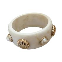 Pulseiras Vintage De Resina Acrílica Para Mulheres Com Concha Metálica Imitando Pérola Joias Trendy