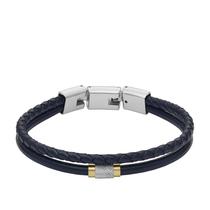 Pulsera Fossil All Stacked Up de Cuero Azul Marino para Hombre