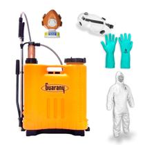 Pulverizador 20L Guarany Pca-20 +Oculos Ampla Visao Com Valvula Rã Incolor + Luva Nitrilica M + Macacao M + Mascara