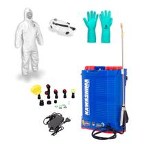 Pulverizador Costal a Bateria com Agitador 20L Kawashima +Oculos Incolor + Luva Nitrilica M + Macacao M