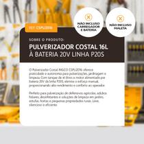 Pulverizador Costal INGCO BL 16L Bateria 20V P20S