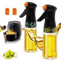 Pulverizador de óleo Dexspoeny, pacote com 2 garrafas de vidro de 200 ml de azeite Pulverizador de óleo Dexspoeny, pacote com 2 garrafas de vidro de 200 ml de azeite