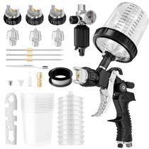 Pulverizador de tinta HVLP Air Spray Gun GATTLELIC com bicos e copo Pulverizador de tinta HVLP Air Spray Gun GATTLELIC com bicos e copo