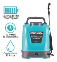 Pulverizador Elétrico Bateria Lítio 10 litros Confiança