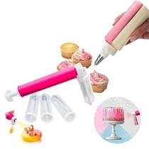 Pulverizador Glitter Culinario Bolo Borrifador Boleira Manual + Bisnaga Bico Confeiteiro Dupla Profissional