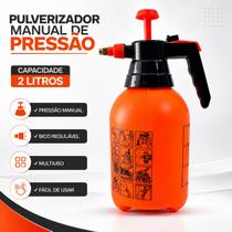 Pulverizador Manual de Pressão 2 Litros com Bico Ajustável e Válvula de Segurança para Jardinagem e Limpeza Pulverizador Manual de Pressão 2 Litros com Bico Ajustável e Válvula de Segurança para Jardinagem e Limpeza