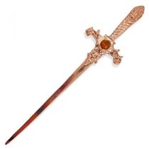 Punhal Athame Metal Cobre Brilhante 15cm Pedra Amarela