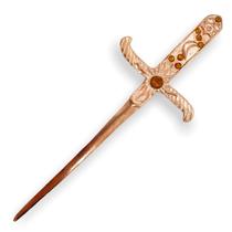 Punhal Metal Cobre Brilhante Com Pedras Amarelas e Strass Punhal Metal Cobre Brilhante Com Pedras Amarelas e Strass
