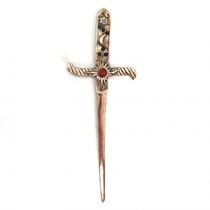 Punhal Metal Cobre Envelhecido Com Pedras Coloridas e Strass