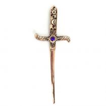 Punhal Metal Cobre Envelhecido Com Pedras Lilás e Strass