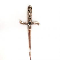 Punhal Metal Cobre Envelhecido Com Pedras Pretas e Strass