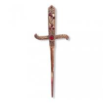 Punhal Metal Cobre Envelhecido Com Pedras Vermelhas e Strass Punhal Metal Cobre Envelhecido Com Pedras Vermelhas e Strass