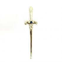 Punhal Metal Dourado Brilhante Pedra Azul 15 Cm Punhal Metal Dourado Brilhante Pedra Azul 15 Cm