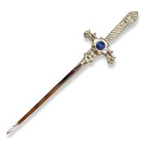 Punhal metal Prata Brilhante Azul 15 Cm