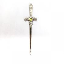 Punhal metal Prata Brilhante Verde 15 Cm