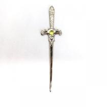 Punhal metal Prata Brilhante Verde 15 Cm