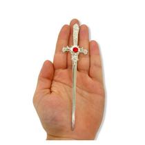 Punhal metal Prata Brilhante Vermelha15 Cm