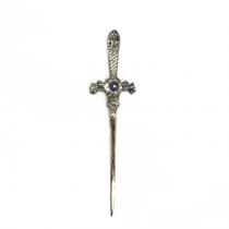 Punhal metal Prata Envelhecida Pedra Azul 15 Cm Punhal metal Prata Envelhecida Pedra Azul 15 Cm