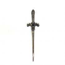 Punhal metal Prata Envelhecida Pedra Preta 15 Cm Punhal metal Prata Envelhecida Pedra Preta 15 Cm