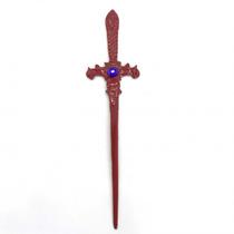 Punhal Metal Vermelho Com Pedra Lilas 15 cm