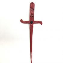 Punhal Metal Vermelho Com Pedras Pretas e Strass 19 Cm