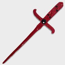 Punhal Metal Vermelho Com Pedras Vermelhas e Pretas
