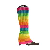 Punk Multicolor Striped Knit Long Socks Women Outdoor Knee High Elastic Leg Warmers Lady Warm Slim Gothic HIp Hop Socks - Rainbow 02