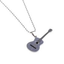 Punk Rock Music Style Inoxidless Steel Guitar Pendant Necklace 60cm/24in Chain - Prata