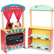 Puppet Theatre Rundad Wooden com boneco para 2 mãos e suporte de limonada