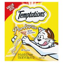 Purê cremoso Cat Treats Temptations com frango 12m+ 24x12ml Purê cremoso Cat Treats Temptations com frango 12m+ 24x12ml