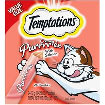 Purê cremoso Cat Treats Temptations com salmão 12m+7,5g x24
