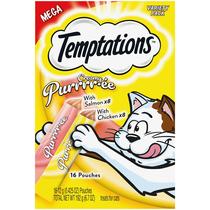 Purê cremoso de frango e salmão Cat Treats Temptations 16x12ml