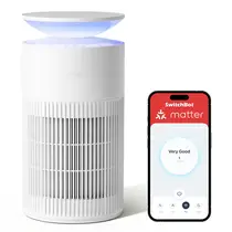 Purificadores de ar SwitchBot para ambientes domésticos grandes com matéria, até 3620 pés quadrados, 20 dB, pré-filtro lavável H13 HEPA, modo animal de estimação, 10 cores RGB, aromaterapia, suporta HomeKit, Alexa, Google Home, Home Assistant