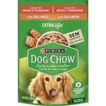 Purina dog chow sache ad rac peq salmao arroz 100g