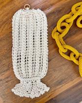 Puxa Saco Barbante Fino Abacaxi 40mx18cm Crochê Artesanal Puxa Saco Barbante Fino Abacaxi 40mx18cm Crochê Artesanal