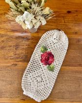 Puxa Saco Bordado 40mx18cm Crochê Artesanal Puxa Saco Bordado 40mx18cm Crochê Artesanal