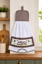 Puxa Saco Branco Bordado Ponto Cruz Vaquinha e Flores 46x34cm Prático