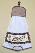 Puxa Saco Branco Bordado - Vaquinha com Flores Puxa Saco Branco Bordado - Vaquinha com Flores