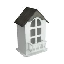 Puxa Saco Casinha Branco Com Telhado Imbuia 19,5x17x29,5 Mdf Madeira