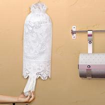 Puxa Saco Com Forro Em Renda 52x46cm Para Sacolas Cozinha