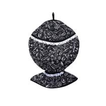 Puxa Saco Em Formato De Peixe 45cm X 32cm Estampado Tecido Misto - Preto E Branco