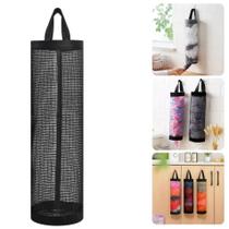 Puxa Saco Organizador Sacolas Plásticas Sacolinha Cozinha Dispensa Armário Atrás Da Porta Suspenso Preto