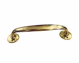 Puxador alca lisa latao fundido dourado com roseta 26cm 115m