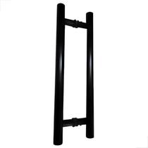 Puxador Alumínio H Redondo 100x80cm Para Porta Preto Puxador Alumínio H Redondo 100x80cm Para Porta Preto