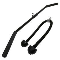Puxador Barra Costa Curvo + Puxador Corda Triceps Profissional Academia