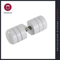 Puxador Boleado Duplo Branco em Alumínio - Kit com 1 - Ref: 544116