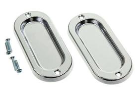 Puxador Concha de Sobrepor Para Porta ou Janela De Correr Latão Cromado Kit 2 Peças