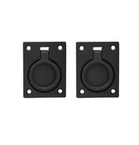 Puxador de Anel Embutido QCAA 6,4 x 4,8 cm Preto Fosco, Kit com 2